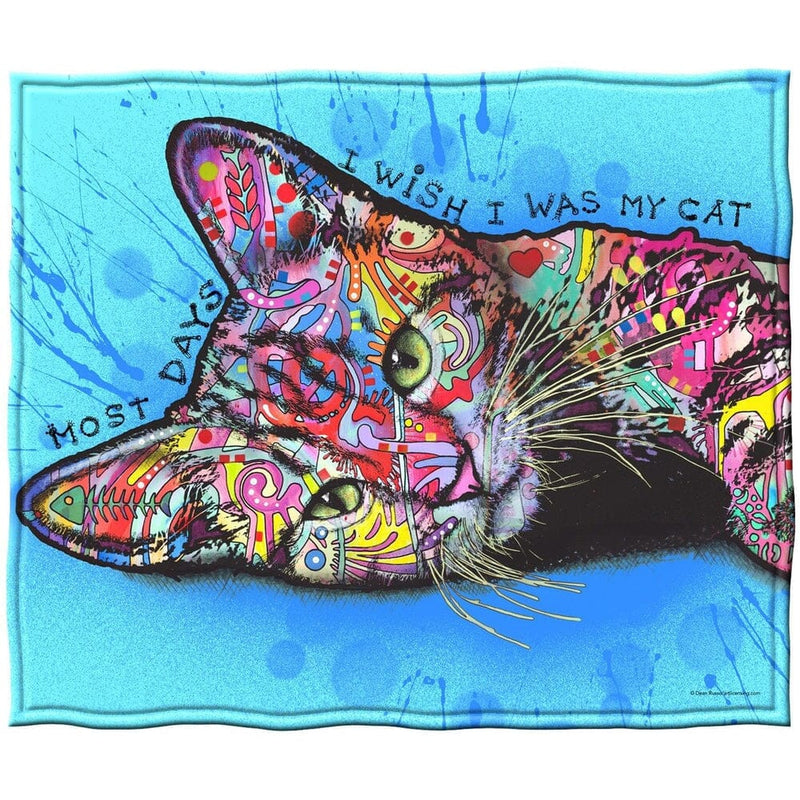 Wish I was My Cat Super Soft Plush Fleece Throw Blanket by Dean Russo-Dawhud Direct-RoomDividersNow