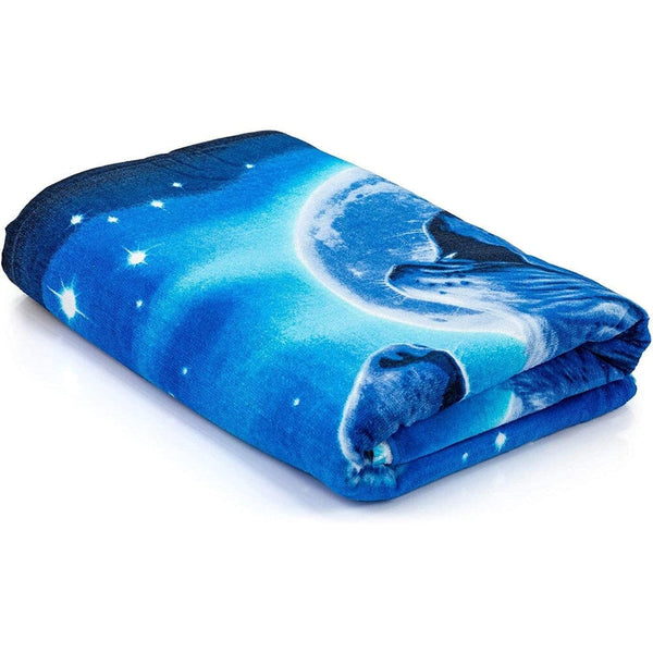 Wolves Howling Moon Super Soft Plush Cotton Beach Towel-Dawhud Direct-RoomDividersNow