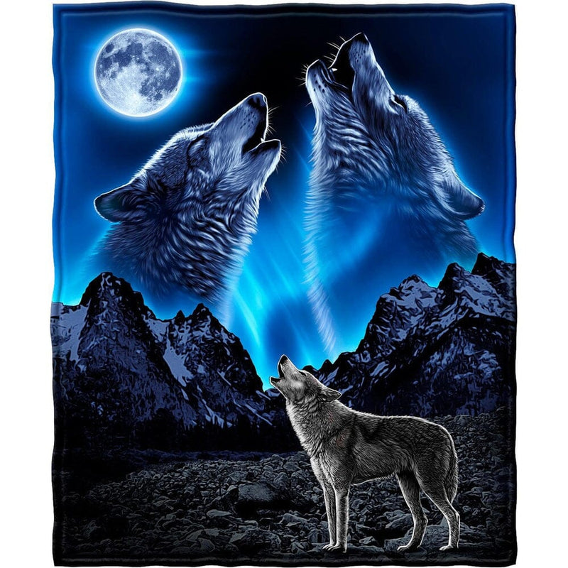 Wolves Howling Moon Super Soft Plush Fleece Throw Blanket-Dawhud Direct-RoomDividersNow