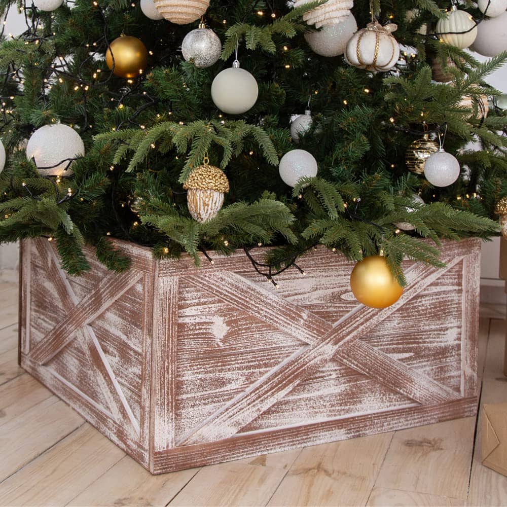 Wooden Tree Collar Box - Christmas Tree Farmhouse Rustic Decor. Vintage-Hallops-RoomDividersNow