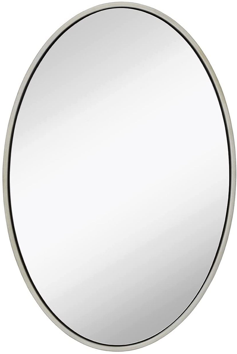 Large Modern Oval Silver Leaf Frame Wall Mirror - 24" x 36"