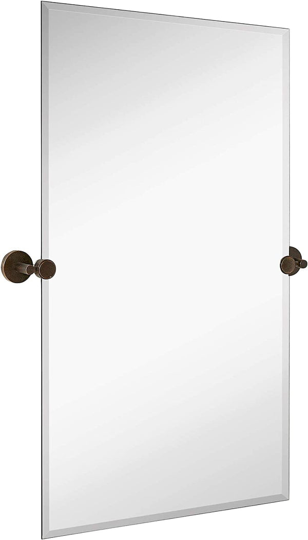 Large Rectangle Mirror with Oil Rubbed Bronze Wall Anchors - Silver