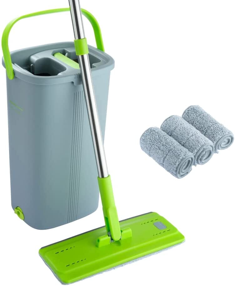 Flat Floor Mop Set with Stainless Steel Handle