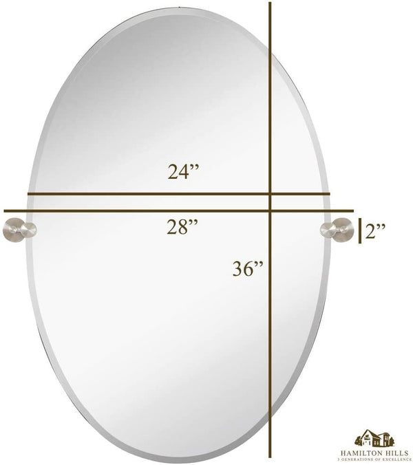 Large Oval Pivot Mirror with Wall Anchors