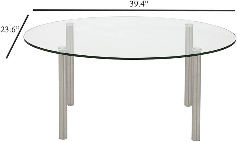 Glass Coffee Table with Metal Leg and Clear Glass Top