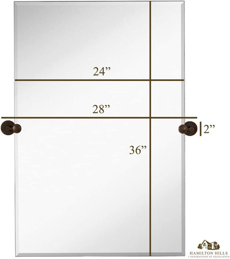 Large Rectangle Mirror with Oil Rubbed Bronze Wall Anchors - Silver
