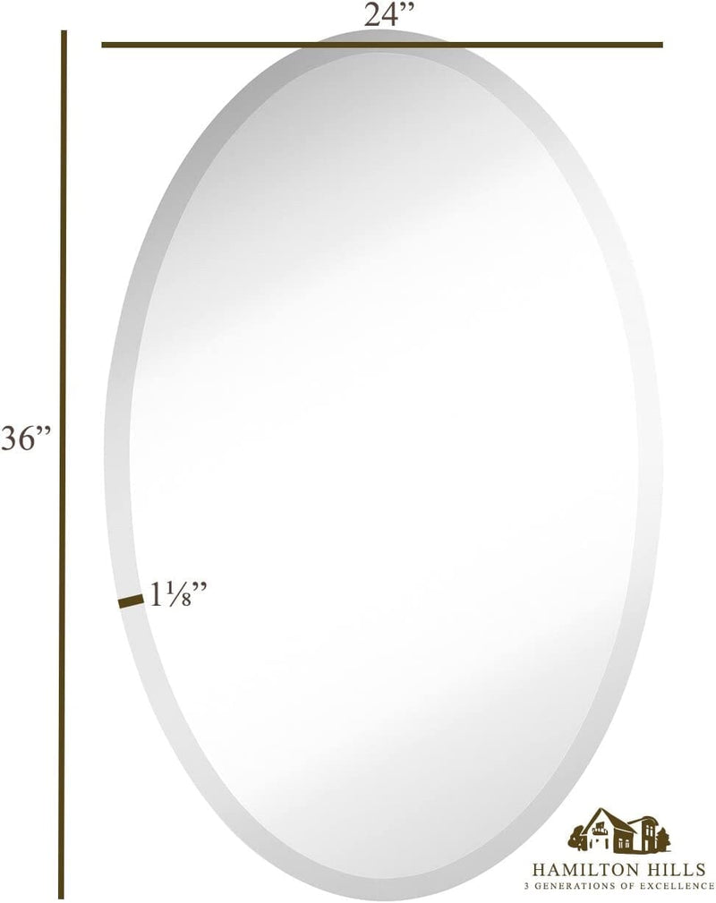 Large Oval Wall Mirror with Beveled Edge - Streamlined Design