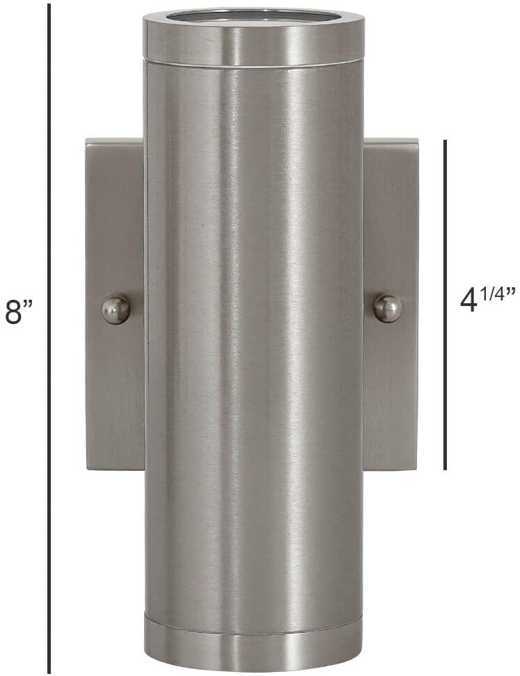 Outdoor Cylinder LED Wall Light - Brushed Nickel, 6"