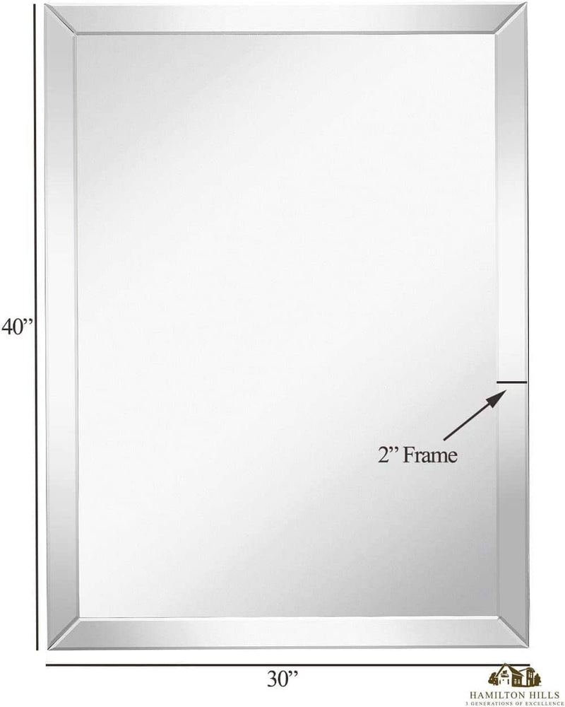 Large Beveled Wall Mirror - Premium Silver
