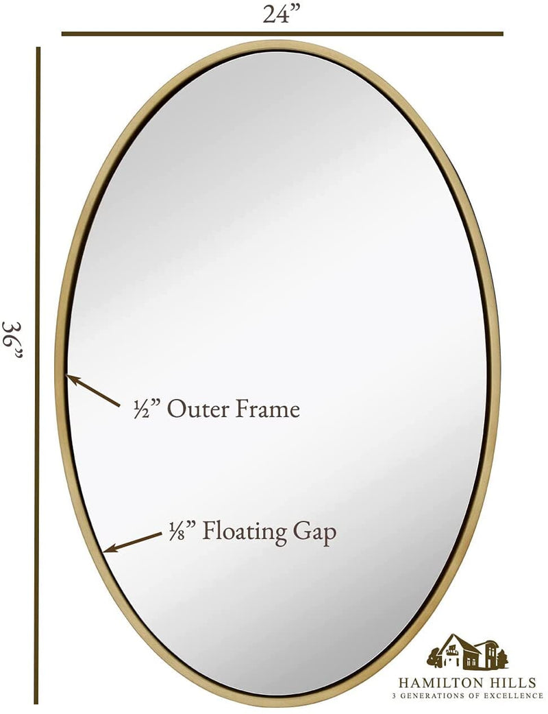 Large Oval Gold Leaf Wall Mirror - 24" x 36"