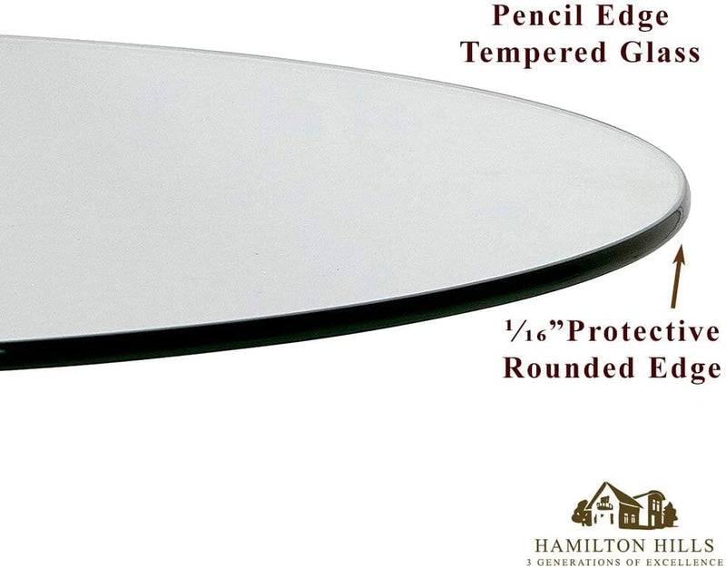 36" Glass Table Top - Tempered Polished Pencil Edge - Premium Quality