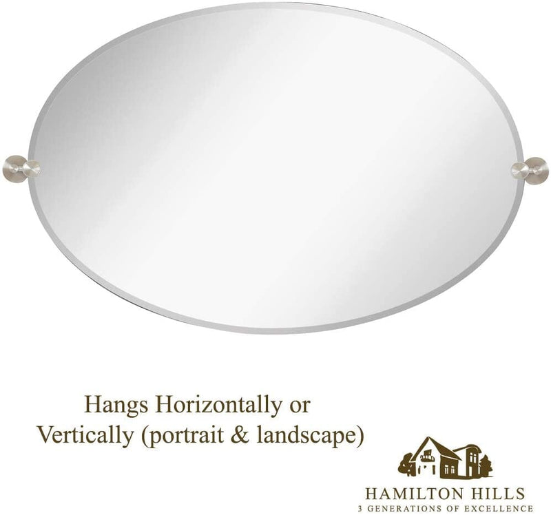 Large Oval Pivot Mirror with Wall Anchors