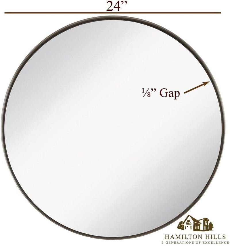 Contemporary 24" Brushed Metal Round Mirror