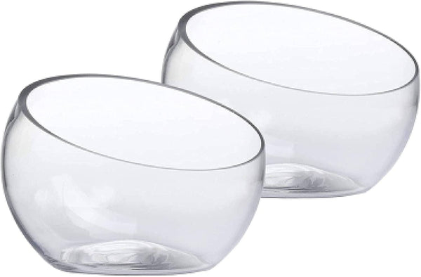 Glass Slant Bowl Glass Terrarium Set of 2 (Dia 6.3" X H 5.1"