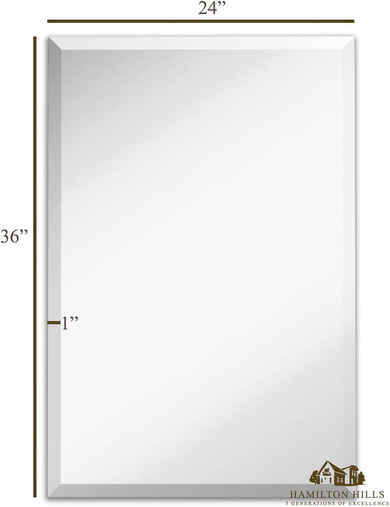 Large Rectangular Beveled Wall Mirror - Premium Silver Back