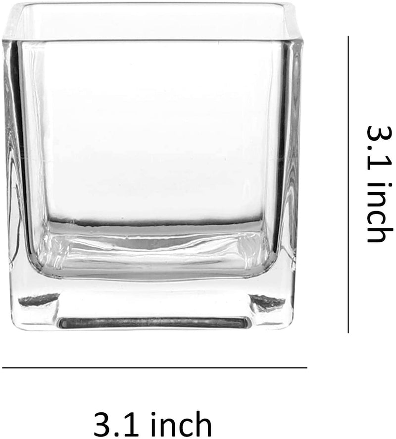 Square Glass Cube Vase and Candle Holder 2.5" Set of 12 (12pcs Pack, 2.5 Inch
