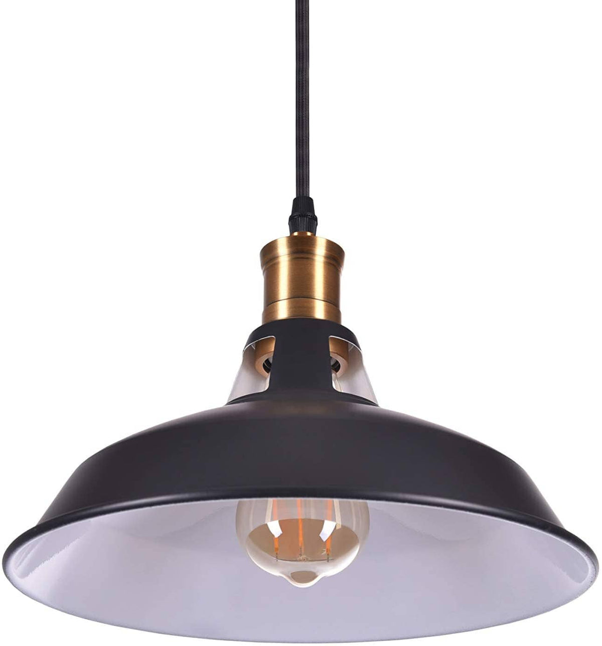 Black Vintage Pendant Lamp with Dimmable Edison Bulb