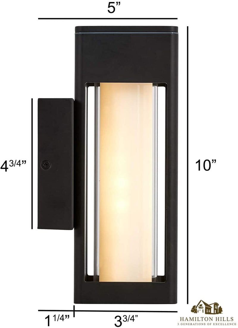 14" Outdoor LED Light Tube Wall Sconce - Black Exterior Lighting