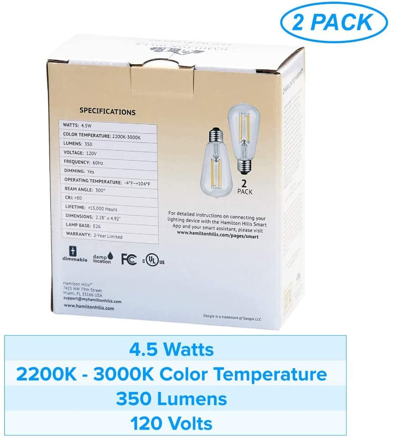 Smart Home Certified LED Edison Bulb 2-Pack