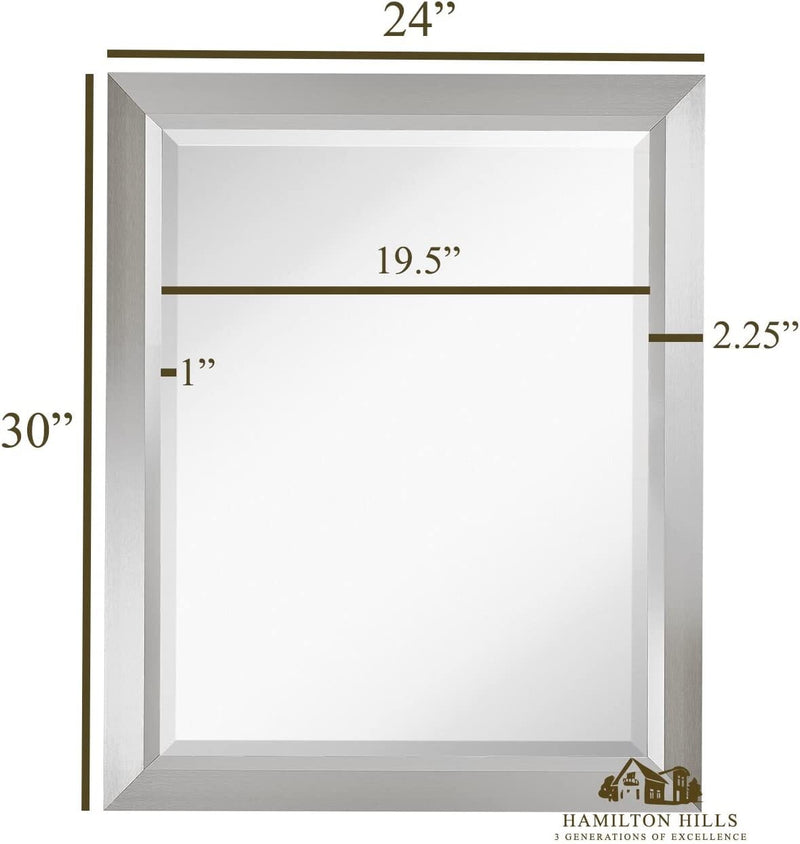Contemporary Brushed Aluminum Wall Mirror