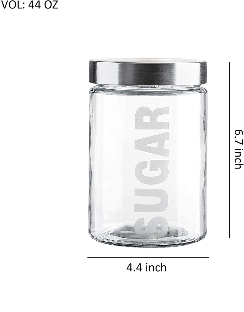 Airtight Glass Jars With Lid | Glass Storage Containers With Stainless Lids | 3 Pieces