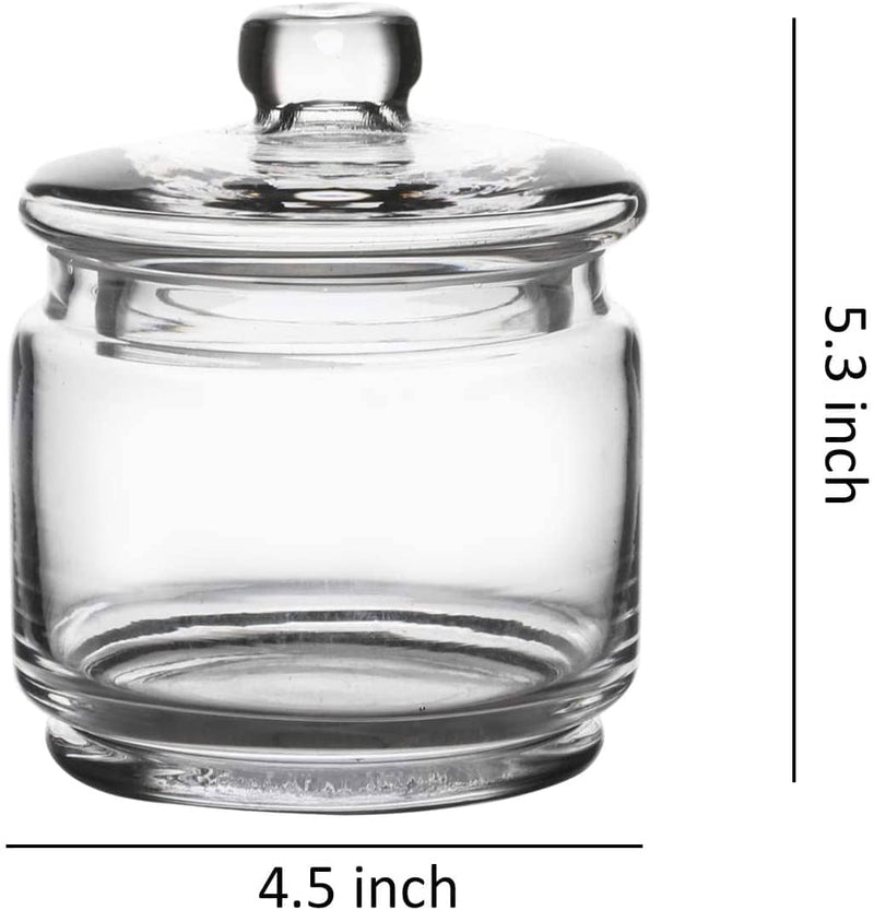 Clear Glass Apothecary Jars-Cotton Jar-Bathroom Storage Organizer Canisters Set Of 3