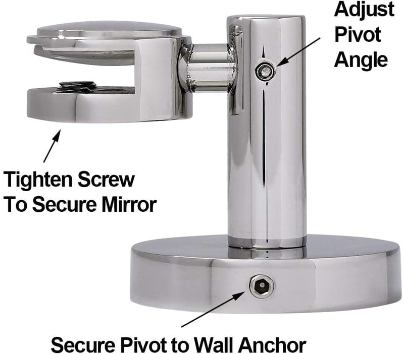 Silver Pivot Mirror Clips - Tilting Anchors