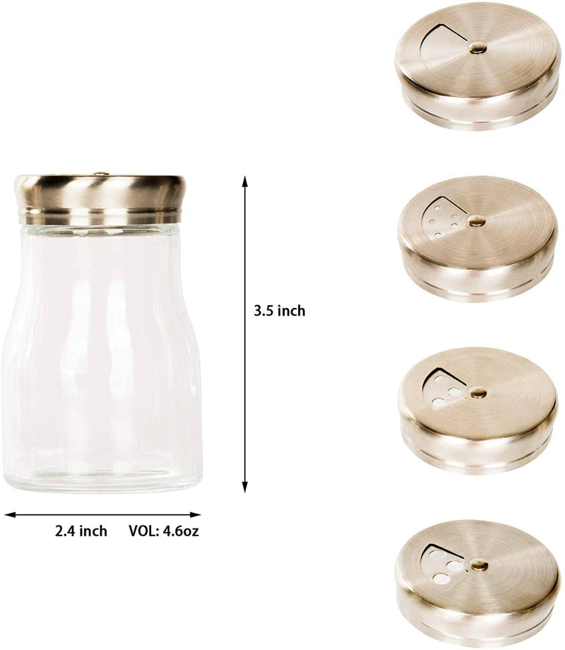 Glass Salt & Pepper Shaker Set of 4 (2.4X3.7inch