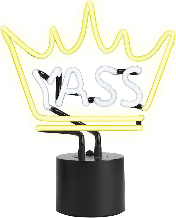 YASS QUEEN Neon Desk Lamp, Large Yellow/White