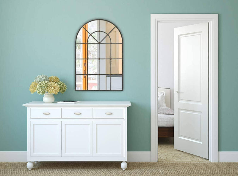 Metal Arched Window Mirror - Wall Décor