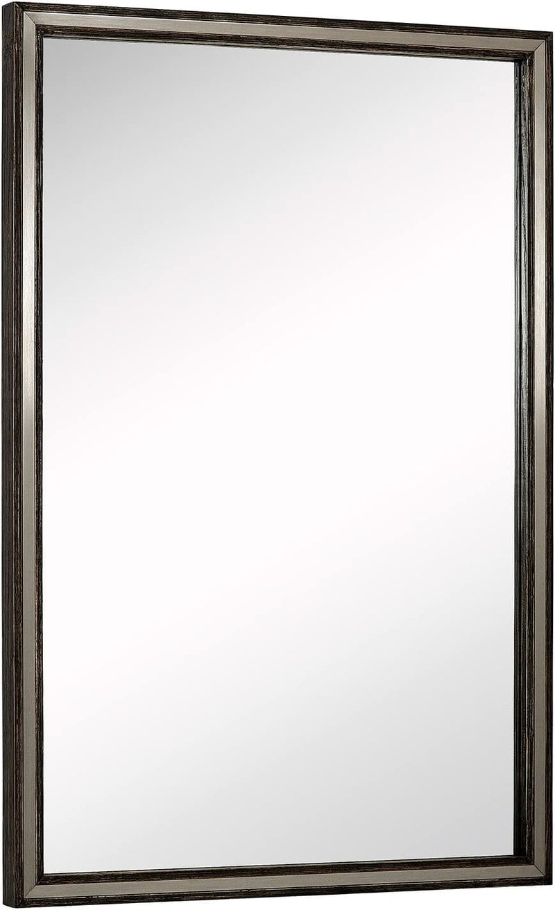 Large Wood Frame Wall Mirror - Silver