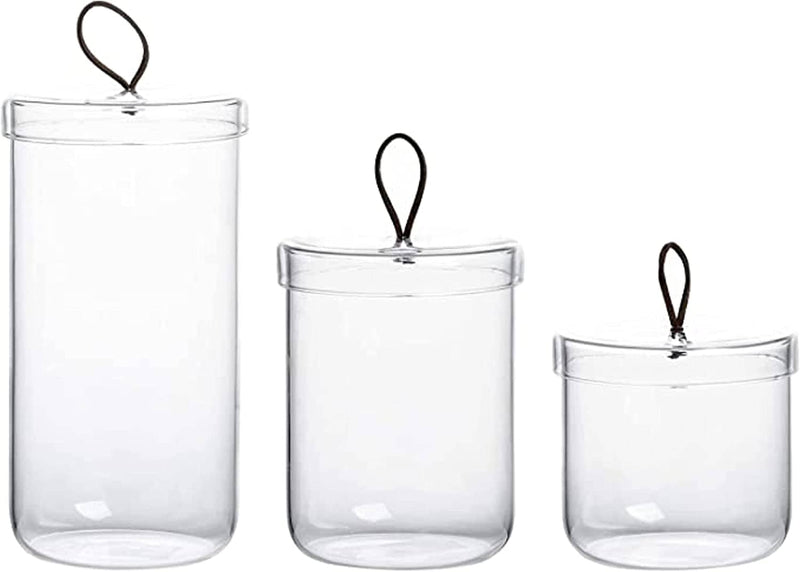 Glass Apothecary Jars-Cotton Jar-Bathroom Storage Canisters/Set