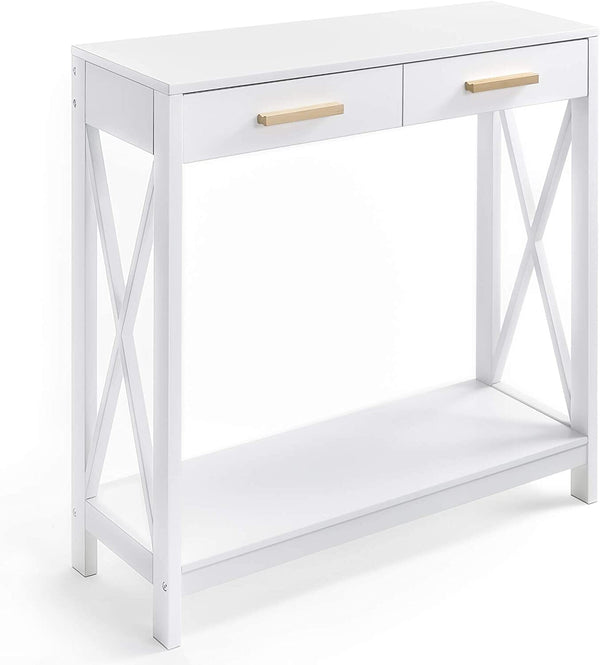 2-Tier White Compact Sofa and Console Table