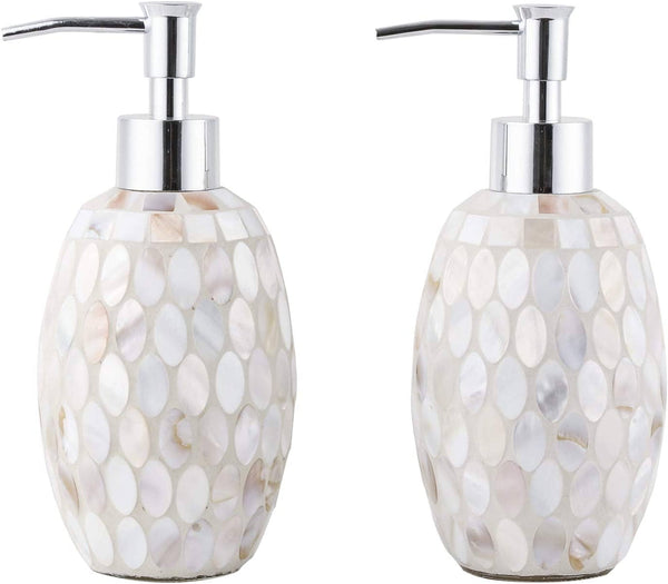 Glass Mosaic Hand Soap Dispenser-Lotion Bottle with Chrome Plated Plastic Pump-14 Ounce