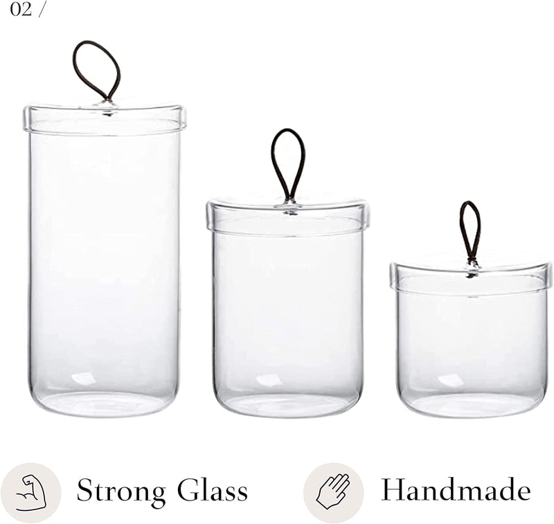 Glass Apothecary Jars-Cotton Jar-Bathroom Storage Canisters/Set