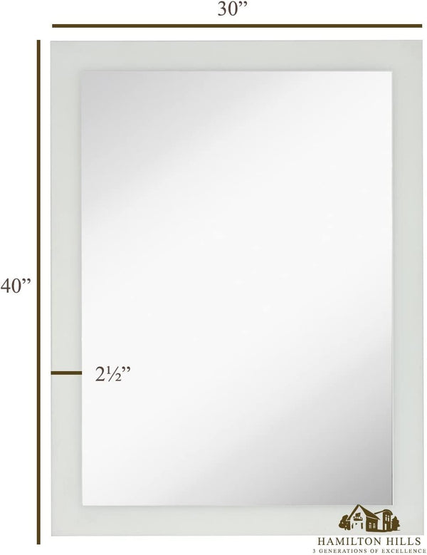 Large Modern Wall Mirror with Frosted Edge and Premium Silver Backing
