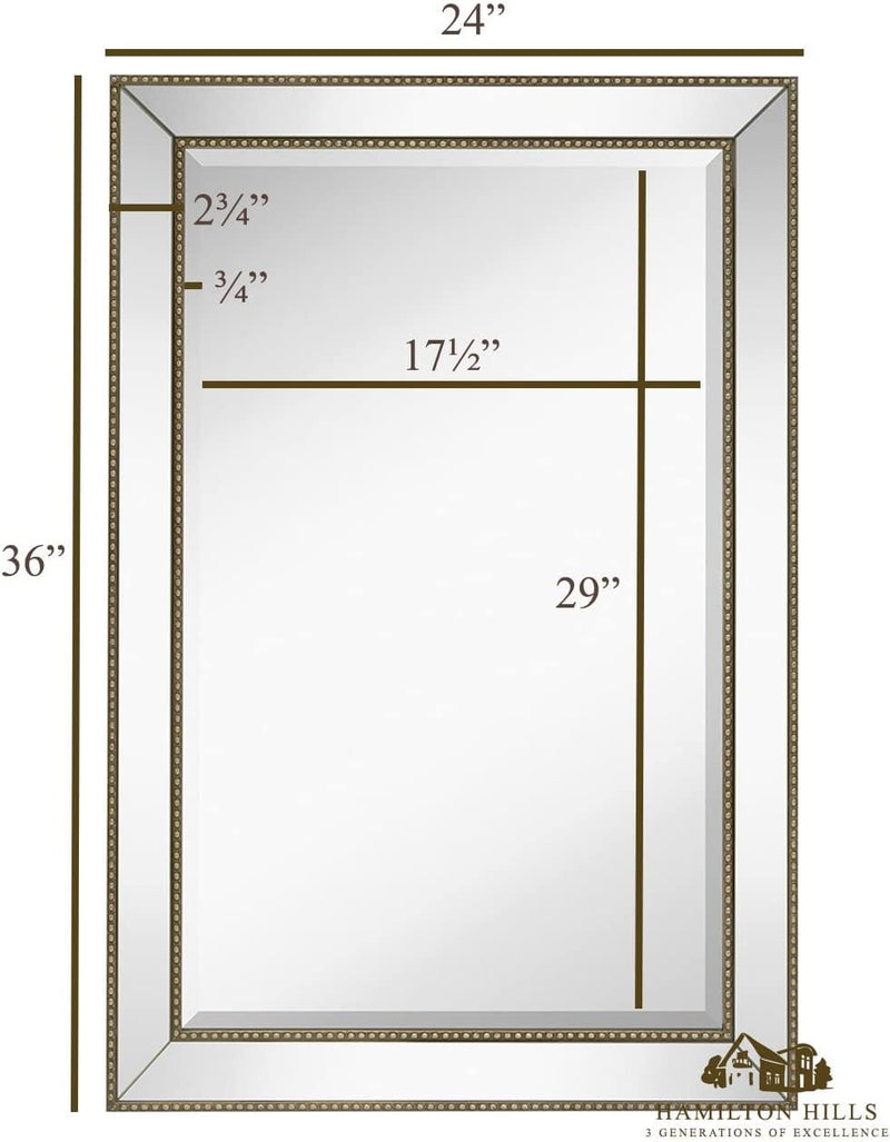 Large Beveled Wall Mirror with Angled Frame