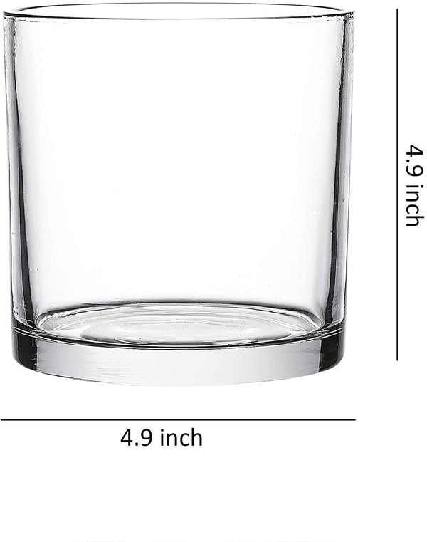 5"X5" Glass Cylinder Vase Set | Candles Holders | Set Of 4 | Decorative Table Centerpiec