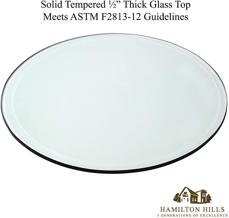 20" Beveled Glass Table Top - Tempered Polished Edge - 20" Diameter
