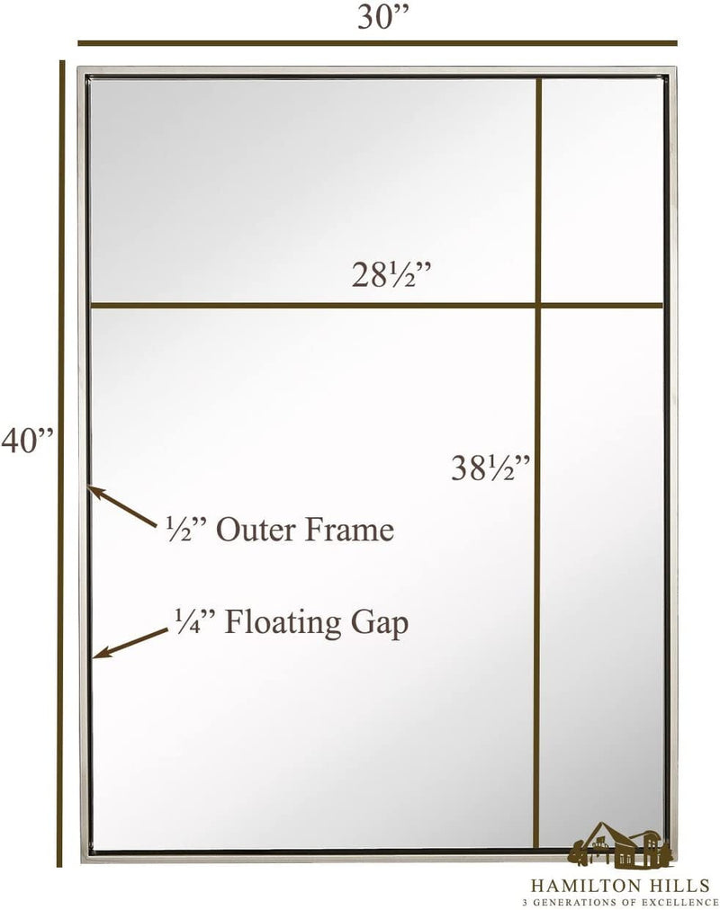 Premium Brushed Metal Wall Mirror - 24x36 inch