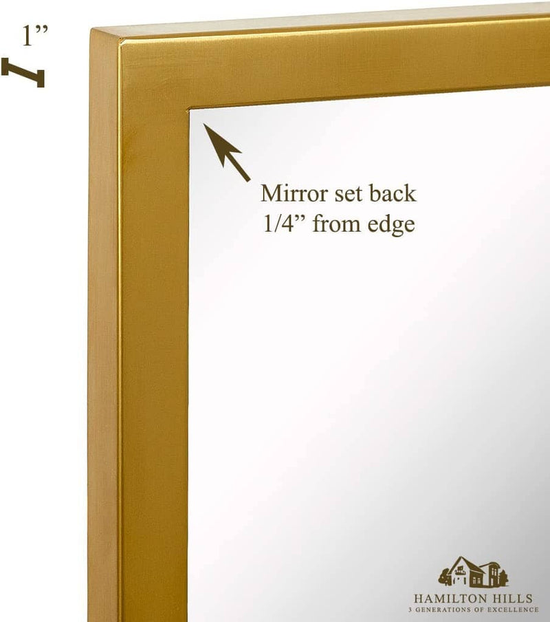 Commercial Grade Contemporary Industrial Strength Wall Mirror Brushed Gold Metal