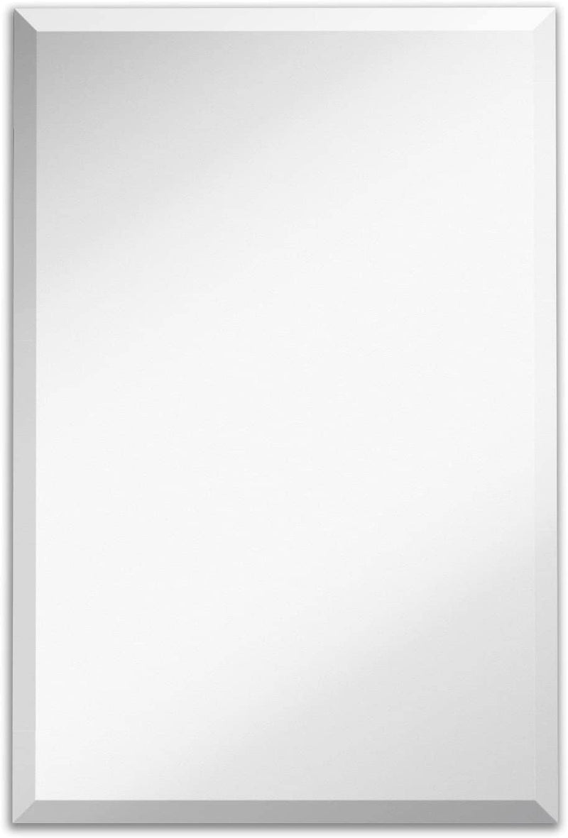 Large Rectangular Beveled Wall Mirror - Premium Silver Back