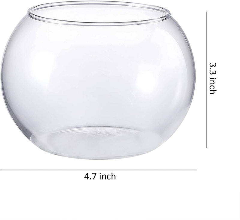 Glass Bubble Bowl, Fish Bowl, Globe Vase Center Piece, Round Flower Vase (4.65X3.55 Inch