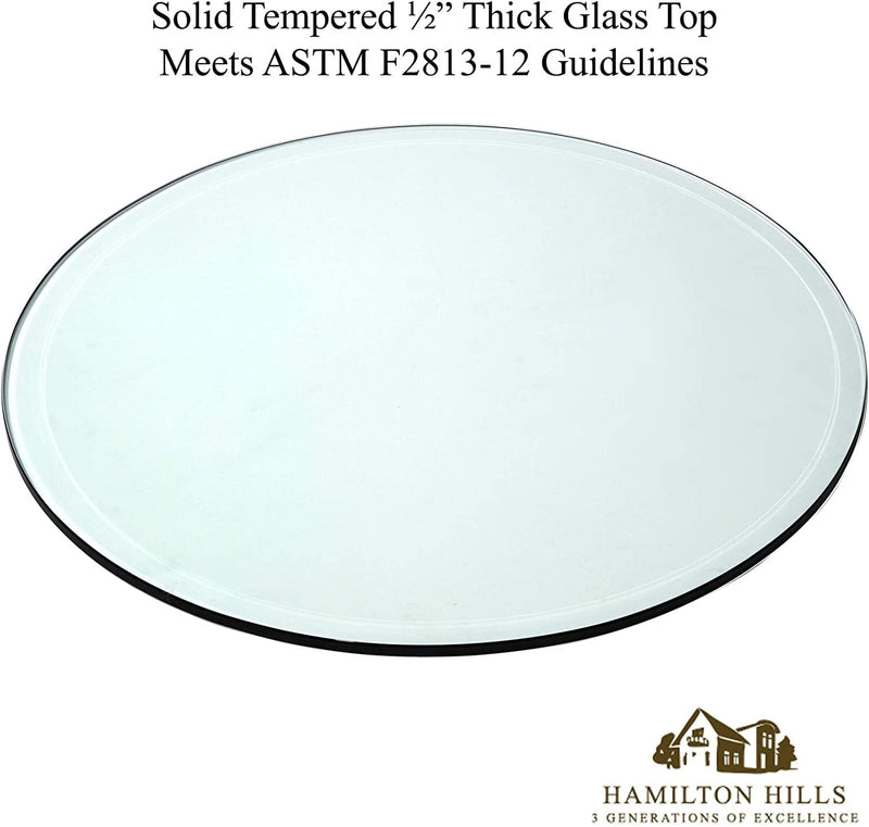 24" Beveled Glass Table Top - Tempered Polished Edge