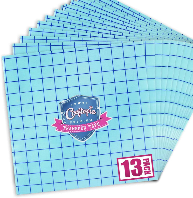 Craftopia Transfer Tape Sheets for Vinyl 12x12 Clear with Blue Alignment Grid | Compatible with Cricut Cameo Self Adhesive Vinyl for Signs