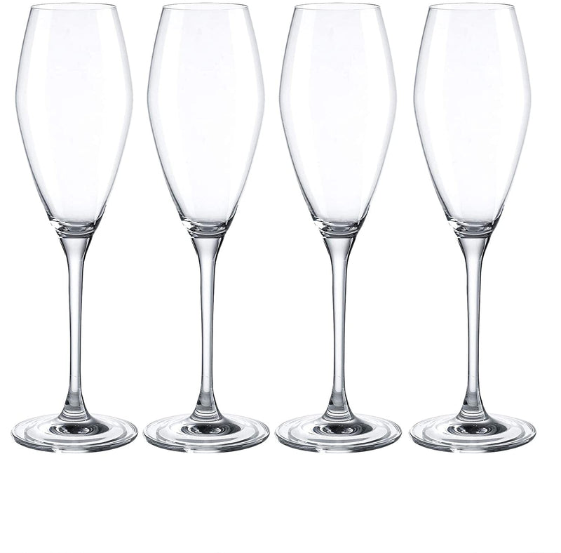 Large Tulip Shape Crystal Champagne Flutes Glasses Set of 4 - Machine Made Glass 270ML/9FL