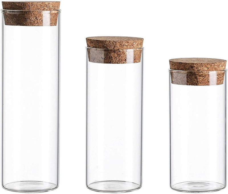 Empty Refillable Borosilicate Glass Bottles Vials Jars,Glass Test Tube with Cork Caps
