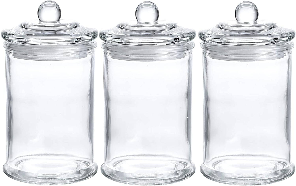 Glass Apothecary Jars Bathroom Storage Organizer Canisters (D3.5"XH7"