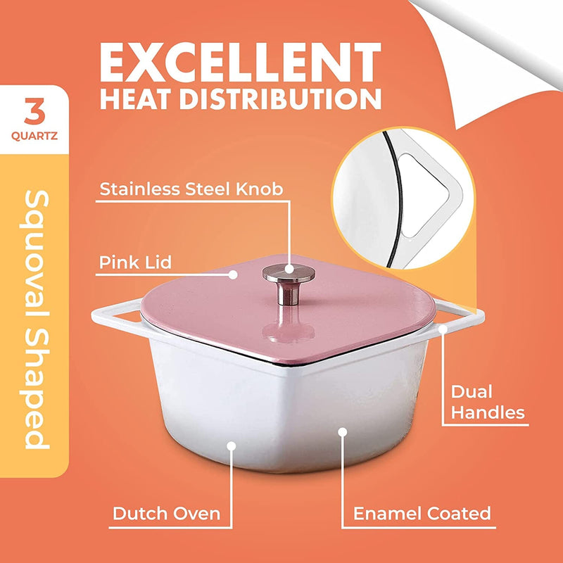 Bruntmor 3 Quart Enameled Cast Iron Dutch Oven: Excellent Heat Distribution  & Easy Cooking – RoomDividersNow