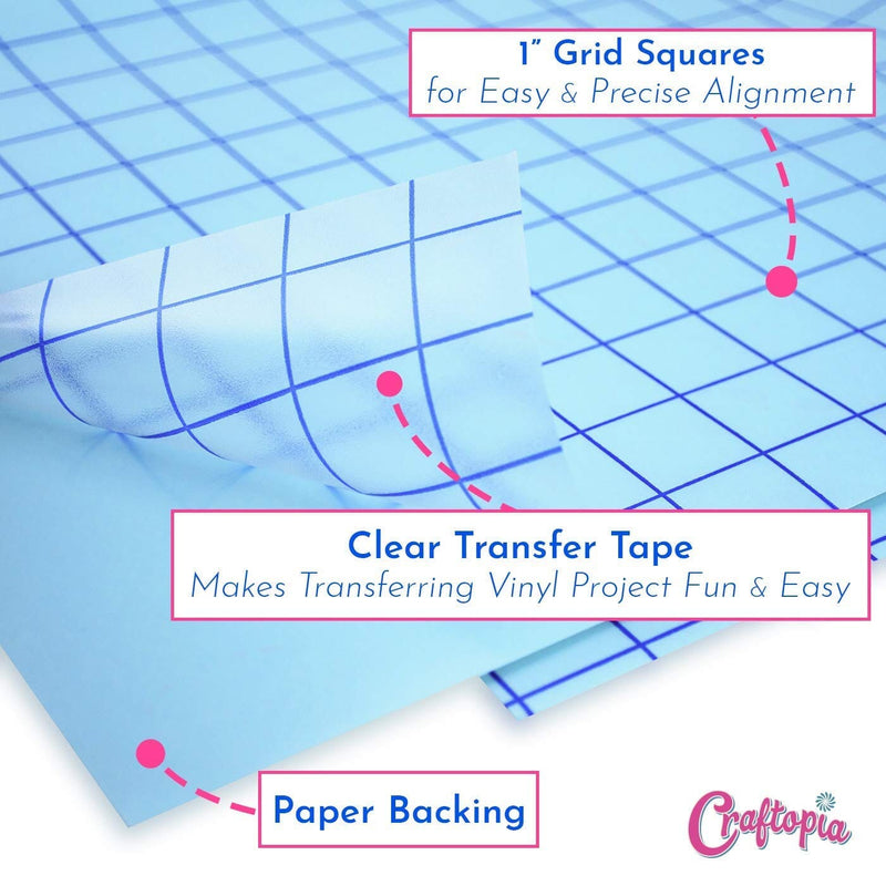 12 × 12 Clear Vinyl Transfer Tape Roll with Alignment Grid